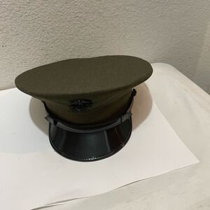 new US Army Dress Service Visor Hat, Kingform Cap Co Size Fitted 7 1/8 Green